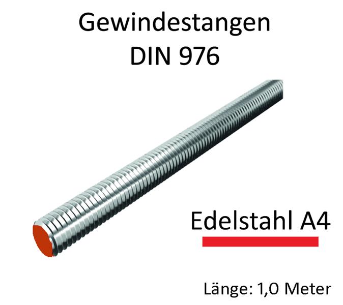 1 Meter Gewindestange DIN 975//976 4.8 galvanisch verzinkt M14 x 1000 mm
