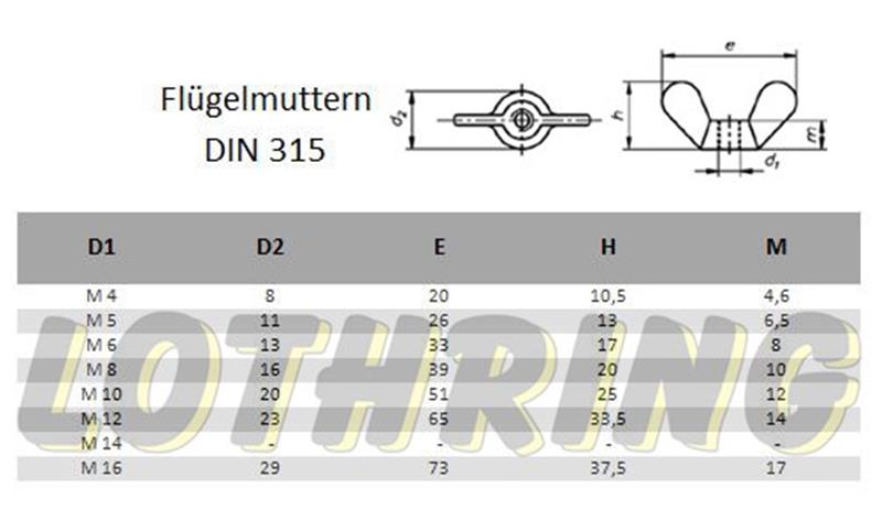 M 6 Flügelmuttern Messing blank DIN 315-10 Stück